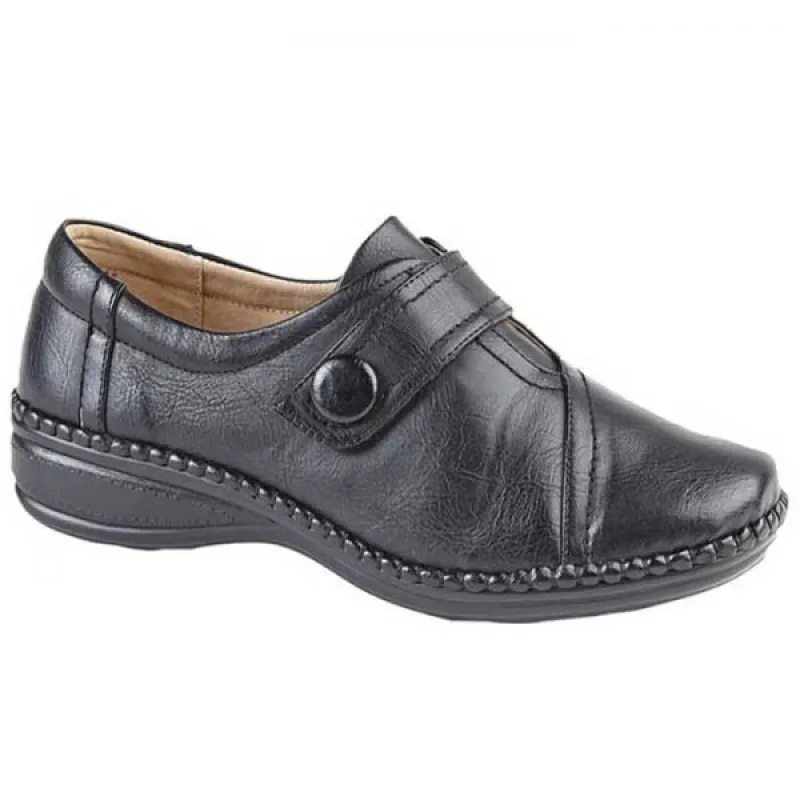 ETHEL Ladies Extra Wide (3E) Fit Shoes Black sold by Shuperb