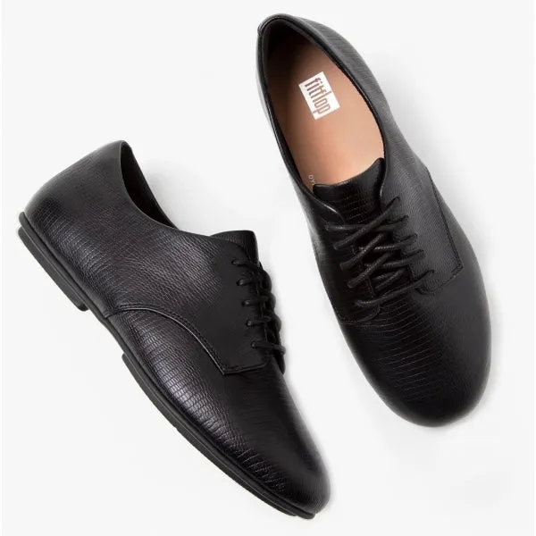 FitFlop ADEOLA LIZARD Womens Leather Derby Shoes All Black sold by Shuperb product image thumbnail 2