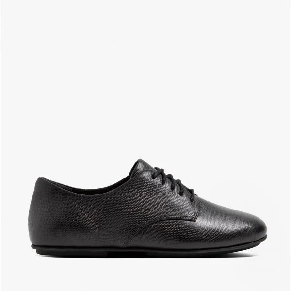 FitFlop ADEOLA LIZARD Womens Leather Derby Shoes All Black sold by Shuperb