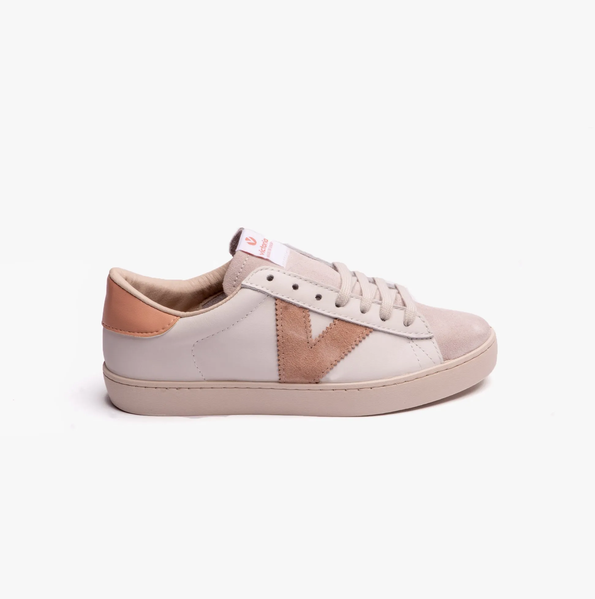 Victoria BERLIN LEATHER & SPLIT Womens Trainers White/Beige sold by Shuperb