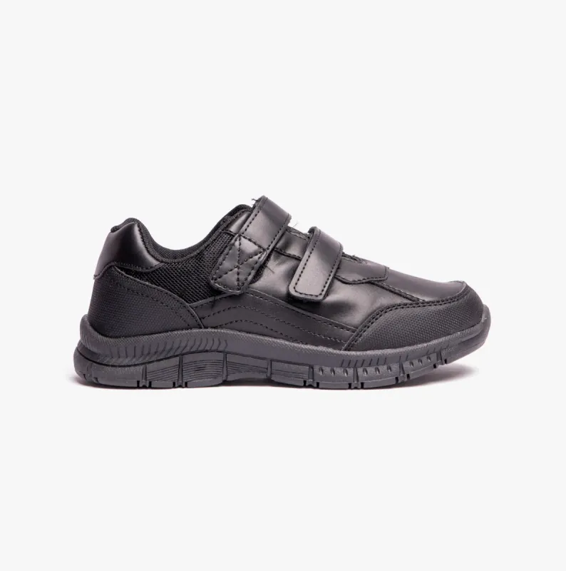 Route 21 B821A Boys Touch Fasten Coated Leather School Shoes Black sold by Shuperb