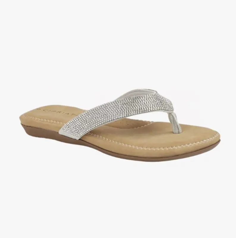 Cipriata ALCEE Womens Diamante Toe Post Sandals Silver sold by Shuperb