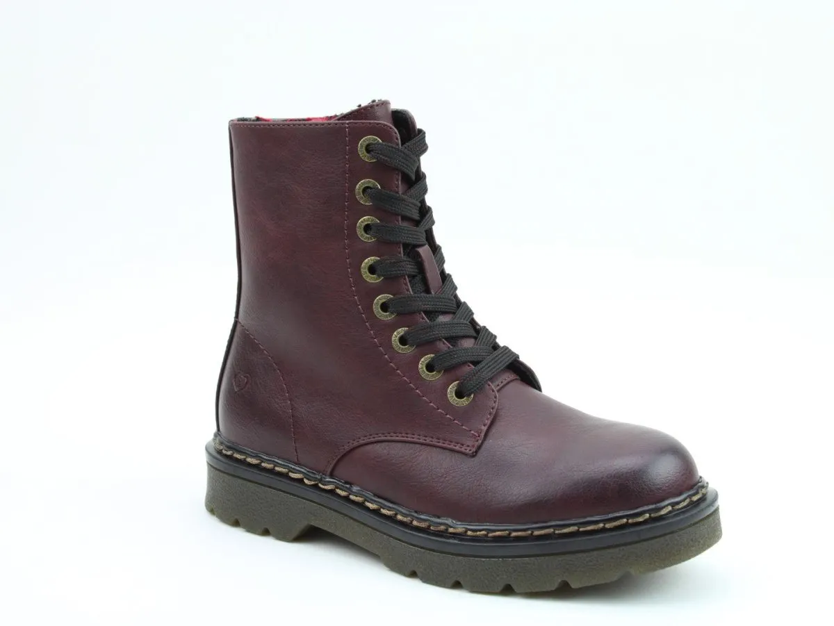 Heavenly Feet JUSTINA2 Womens Lace Up Boots Burgundy sold by Shuperb