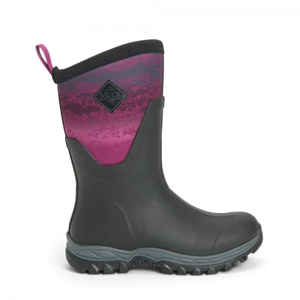 Muck Boots ARCTIC SPORT 2 MID Womens Rubber Wellington Boots Black/Magenta sold by Shuperb