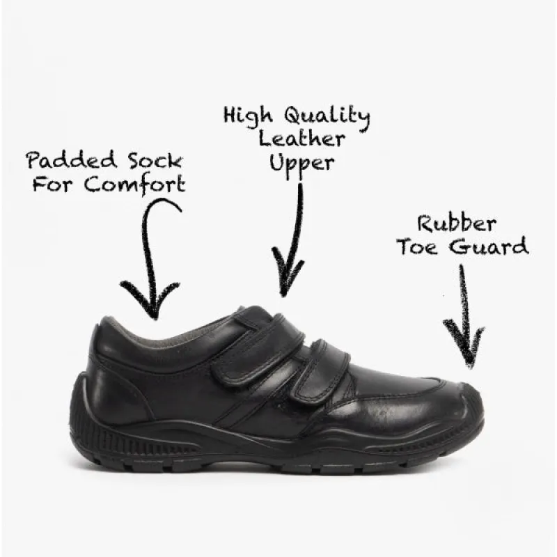 Roamers JEROME Boys Leather Touch Fasten Shoes Black sold by Shuperb