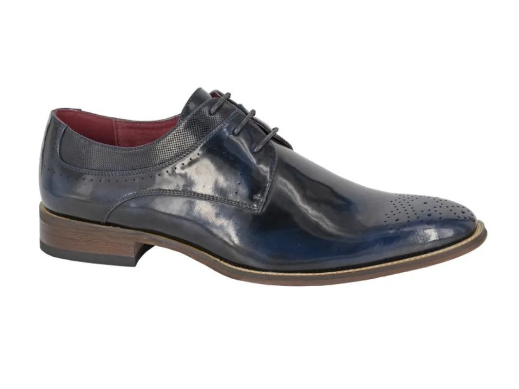 Goor HARVEY Mens Hi-Shine Gibson Shoes Navy sold by Shuperb