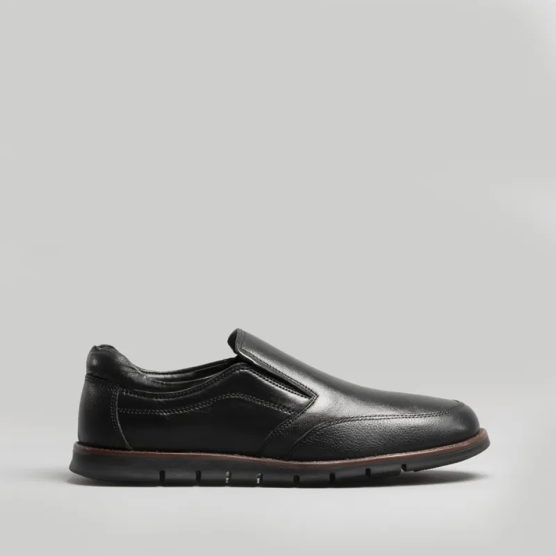 Dr Keller ADONIS Mens Leather Slip on Shoes Black sold by Shuperb