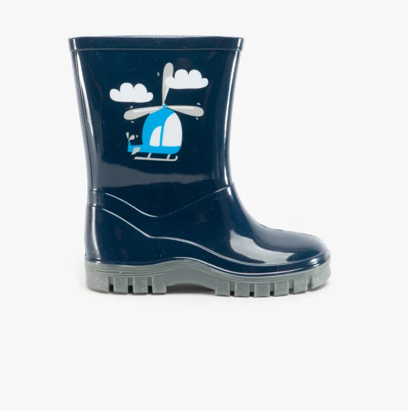 Stormwells Boys Helicopter Wellies Blue sold by Shuperb