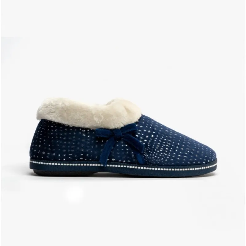 Jo & Joe ROSEMARY Womens Full Slippers Navy sold by Shuperb