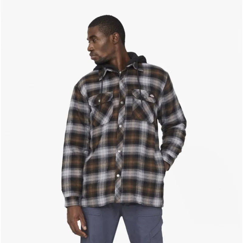 FLEECE HOOD Mens Shirt Jacket Black/Timber sold by Shuperb