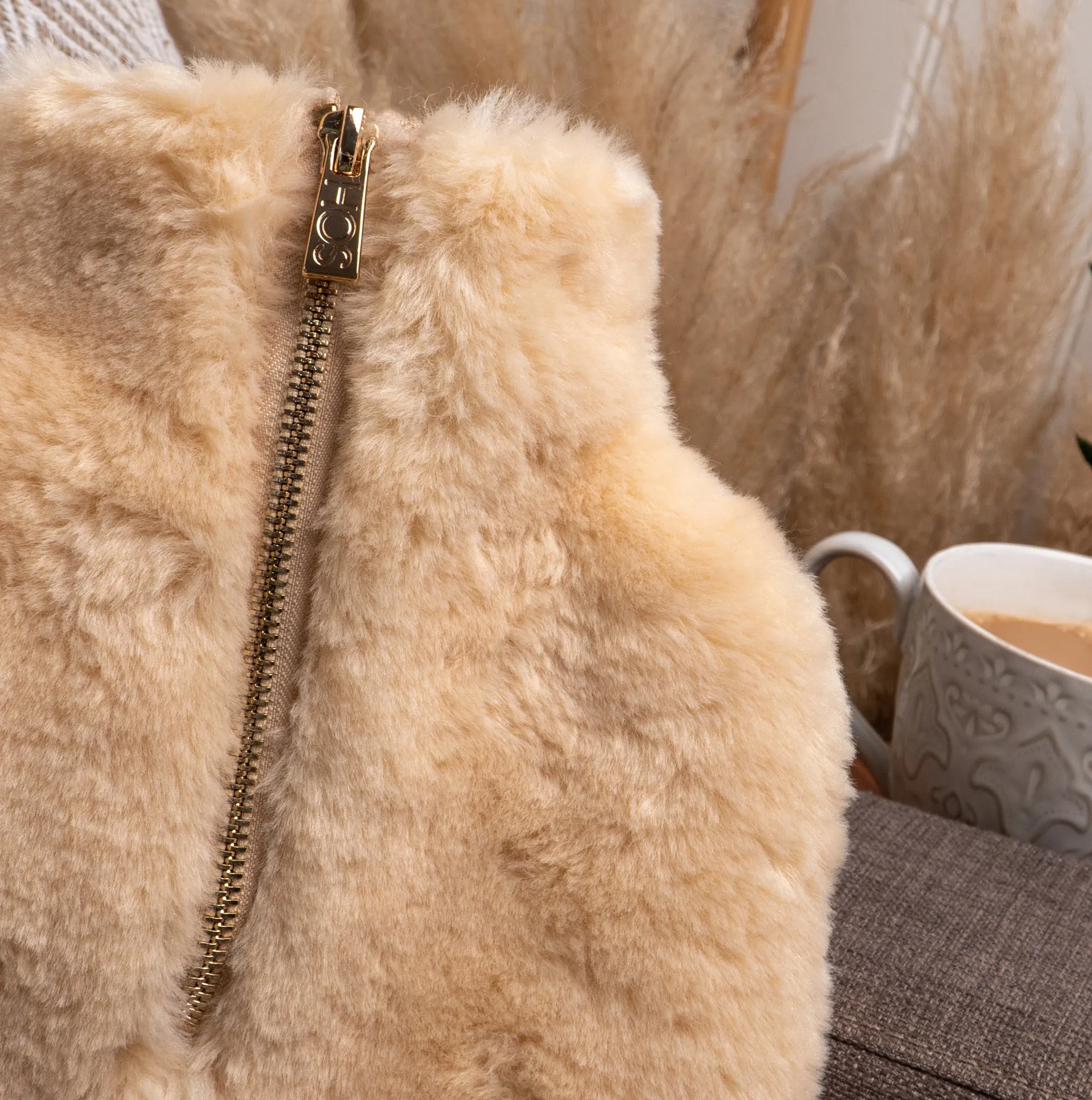 House of Slippers CLARA Faux Fur Hot Water Bottle Cover Cream sold by Shuperb product image thumbnail 4