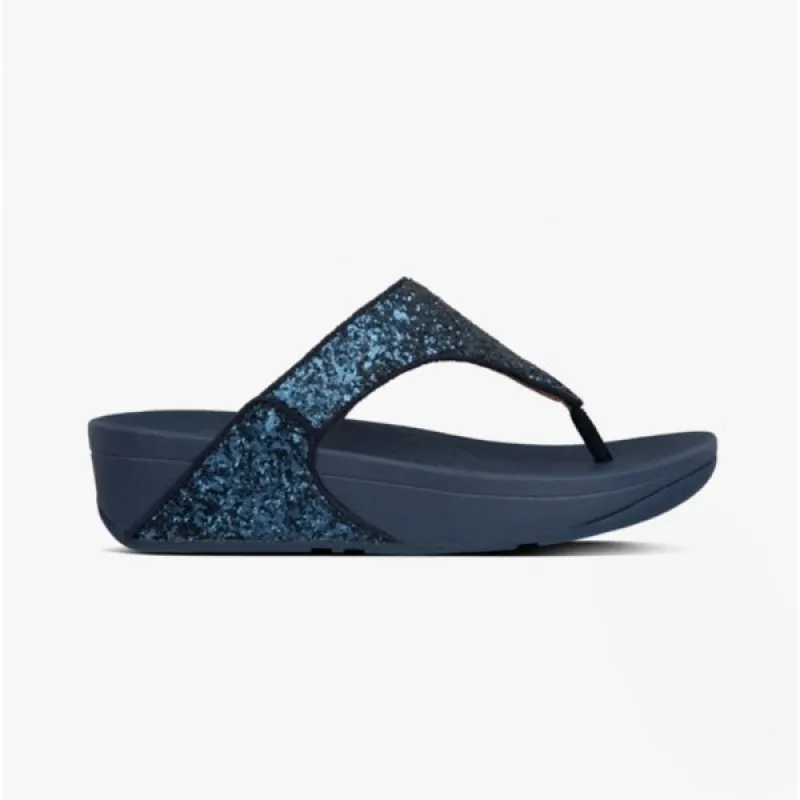 FitFlop LULU GLITTER Womens Toe Post Sandals Midnight Navy sold by Shuperb