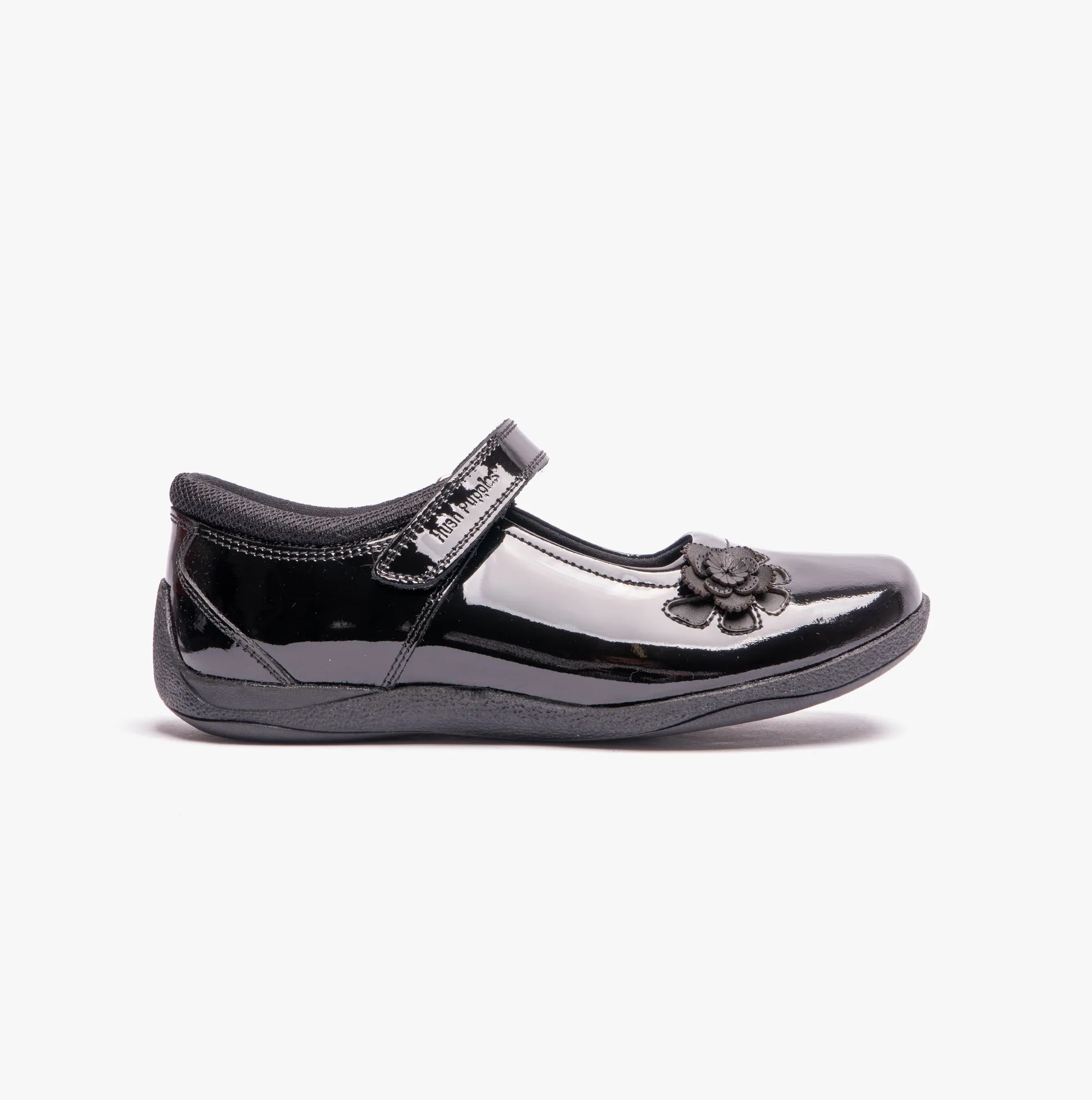 Hush Puppies JESSICA Girls School Shoes Patent Black sold by Shuperb