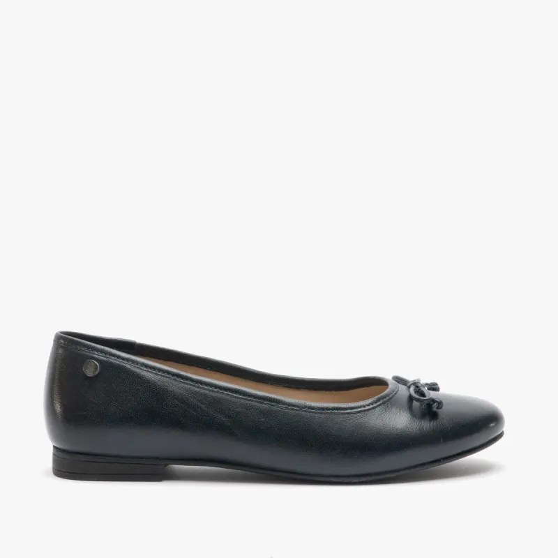 Hush Puppies NAOMI Womens Leather Ballerina Pumps Navy sold by Shuperb