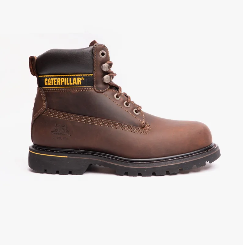 CAT HOLTON SB Mens Leather Safety Boots Brown made by Caterpillar