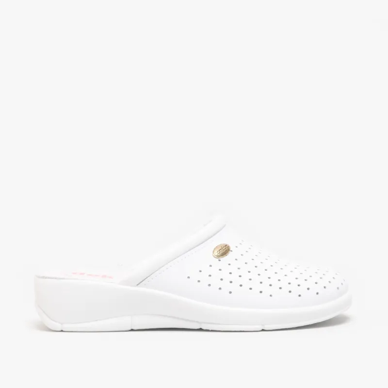 DEK ANGIE Womens Leather Mule Clogs Sandals White sold by Shuperb