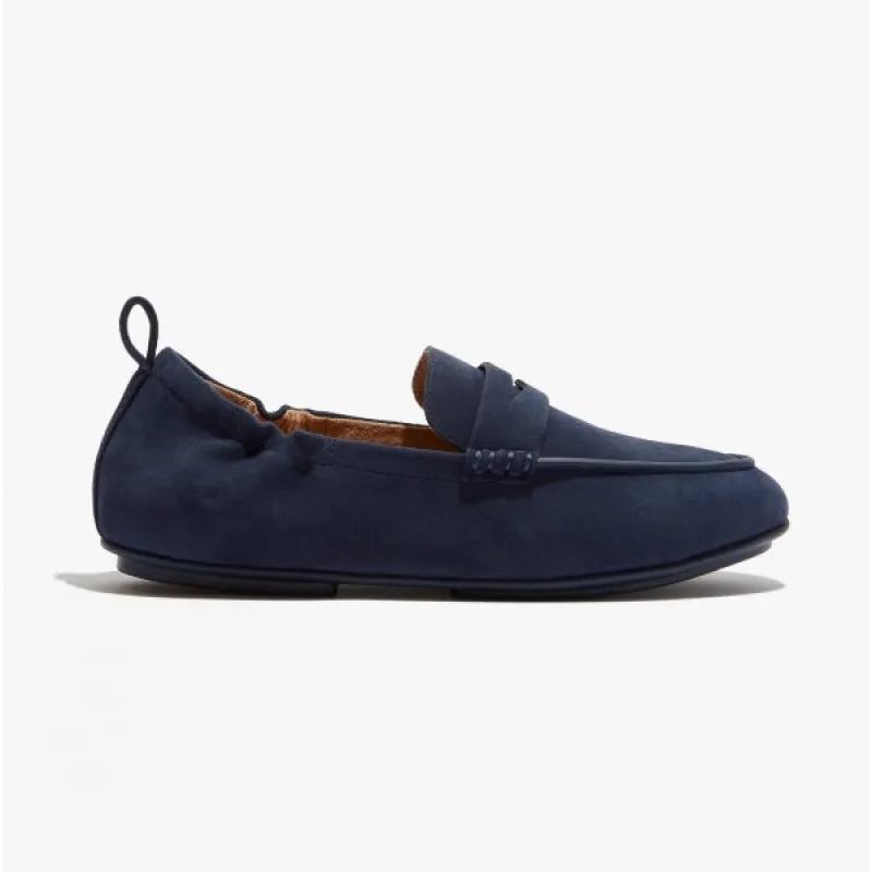 FitFlop ALLEGRO Womens Suede Penny Loafers Midnight Navy sold by Shuperb