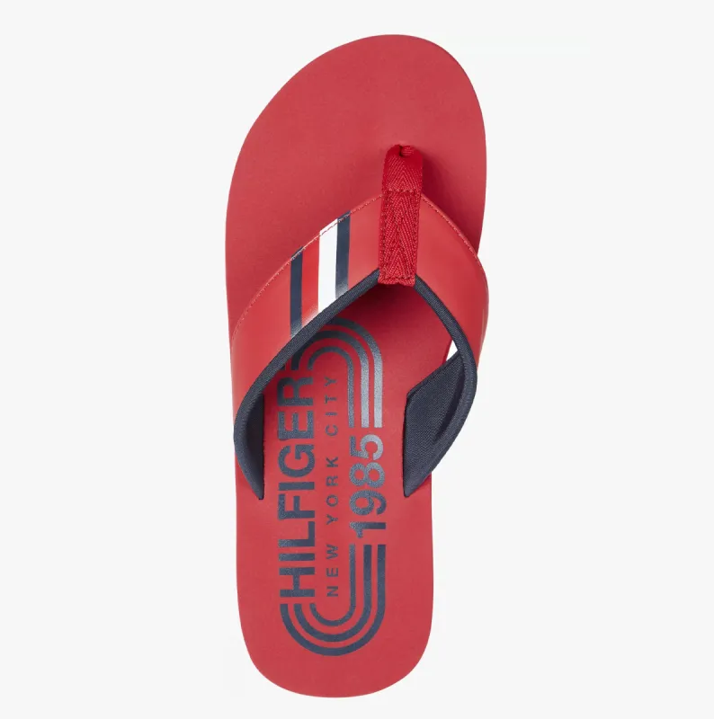 Tommy Hilfiger HILFIGER RWB PADDED Mens Flip Flops Primary Red made by Tommy Hilfiger