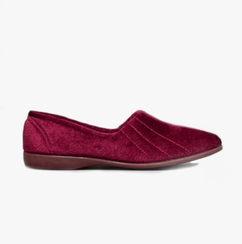 AUDREY Ladies Slippers Burgundy sold by Shuperb