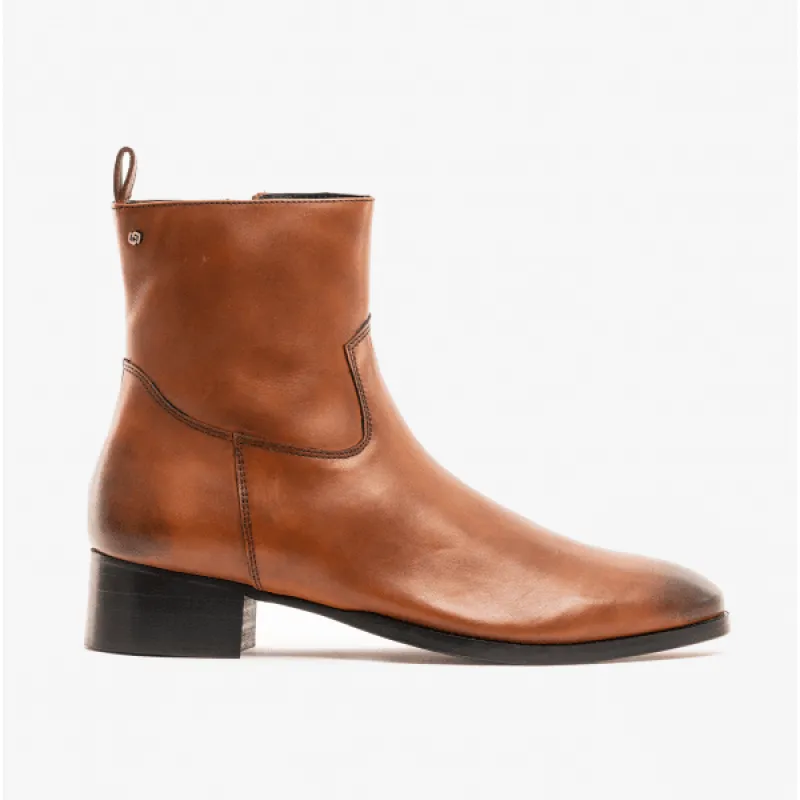 Club Cubano VALENTE Mens Leather Cuban Heel Boots Burnished Tan sold by Shuperb
