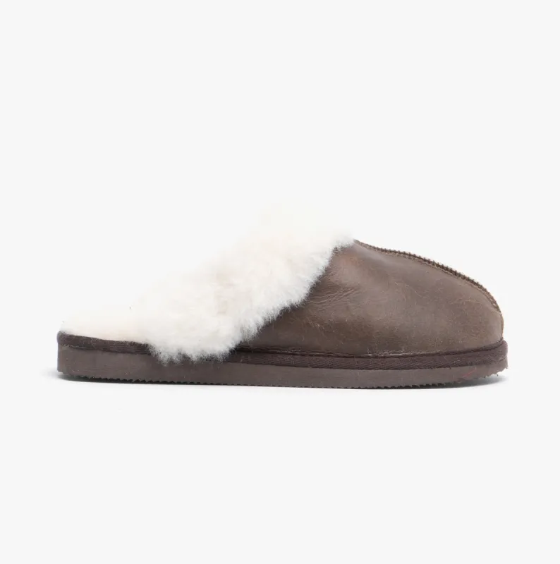Shepherd JESSICA Womens Sheepskin Mules Oiled Antique sold by Shuperb