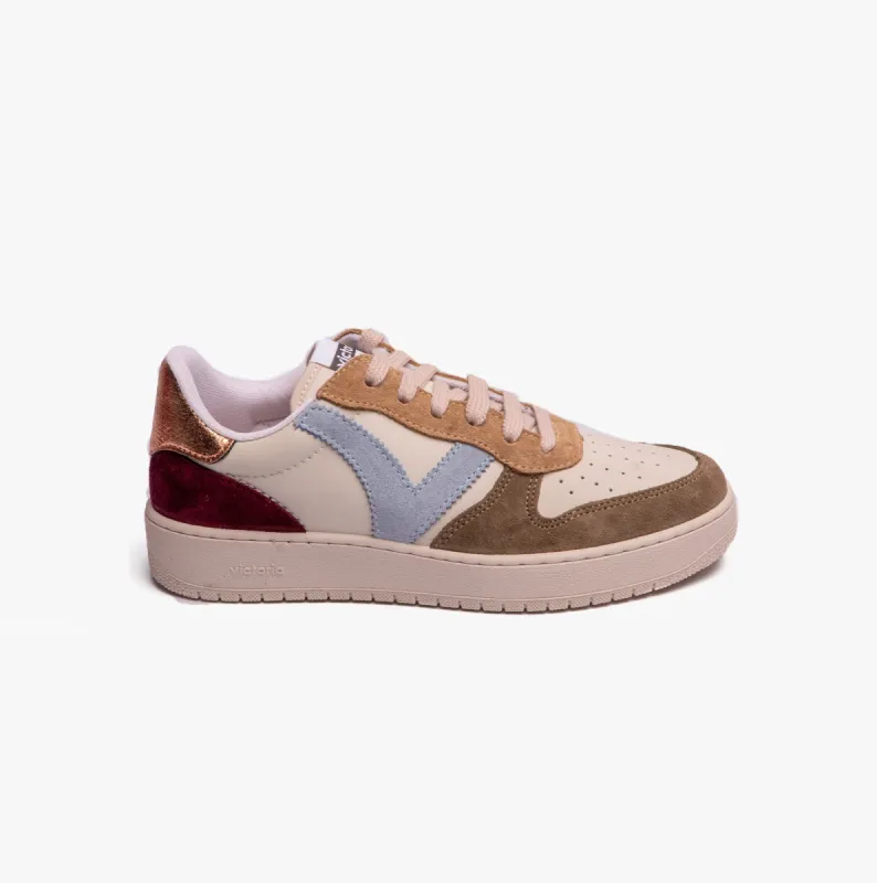Victoria MADRID MULTICOLOURED SPLIT LEATHER Womens Trainers Khaki sold by Shuperb
