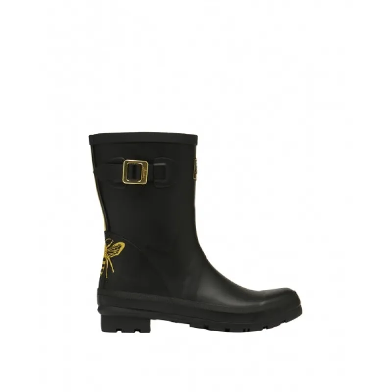 MOLLY WELLY Ladies Rubber Mid Height Wellies Gold Etched Bee sold by Shuperb