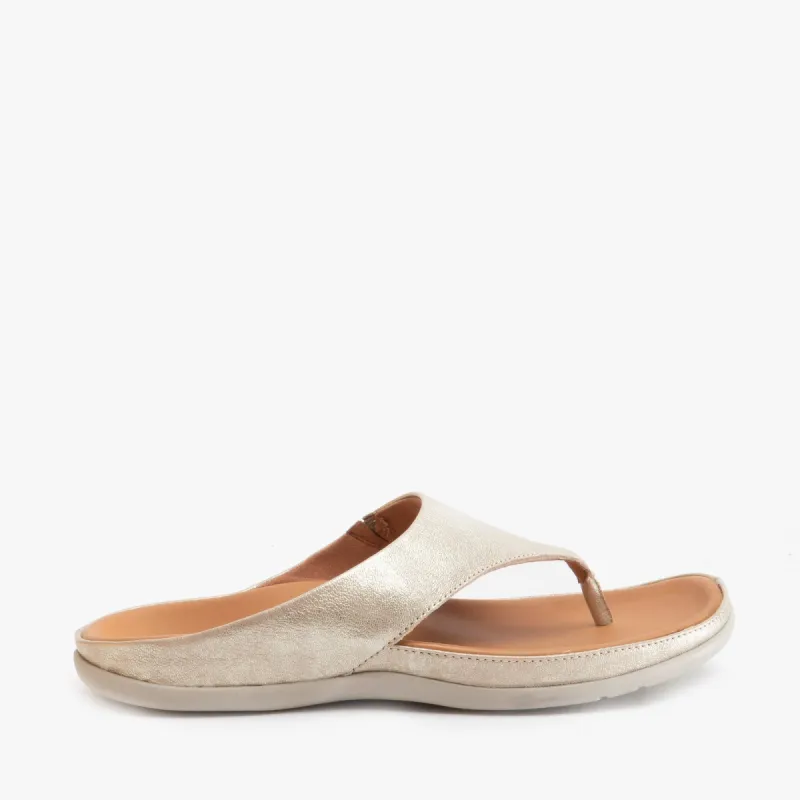 MAUI Ladies Leather Toe Post Sandals Gold Metallic sold by Shuperb