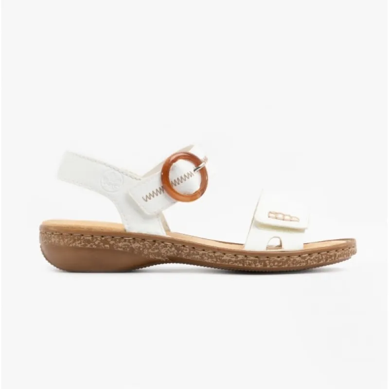 628Z3-80 Ladies Touch Fasten Sandals White sold by Shuperb