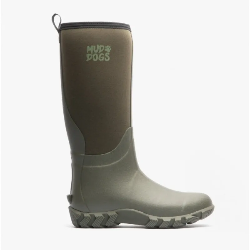 Mud Dogs RUTLAND TALL Neoprene Wellies Olive made by Shuperb
