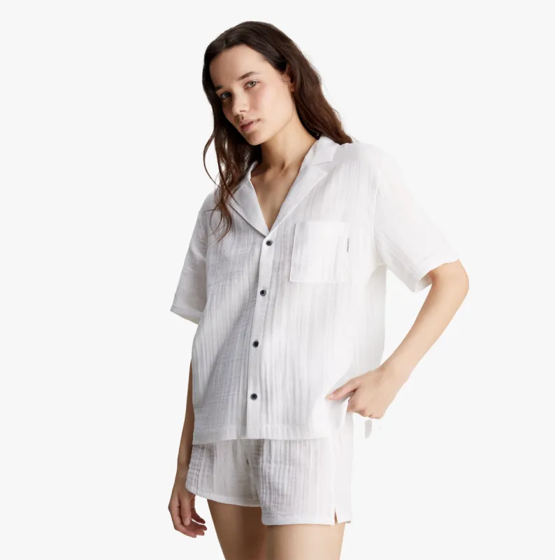 Calvin Klein PURE TEXTURED Pyjama Shirt Womens White made by Calvin Klein