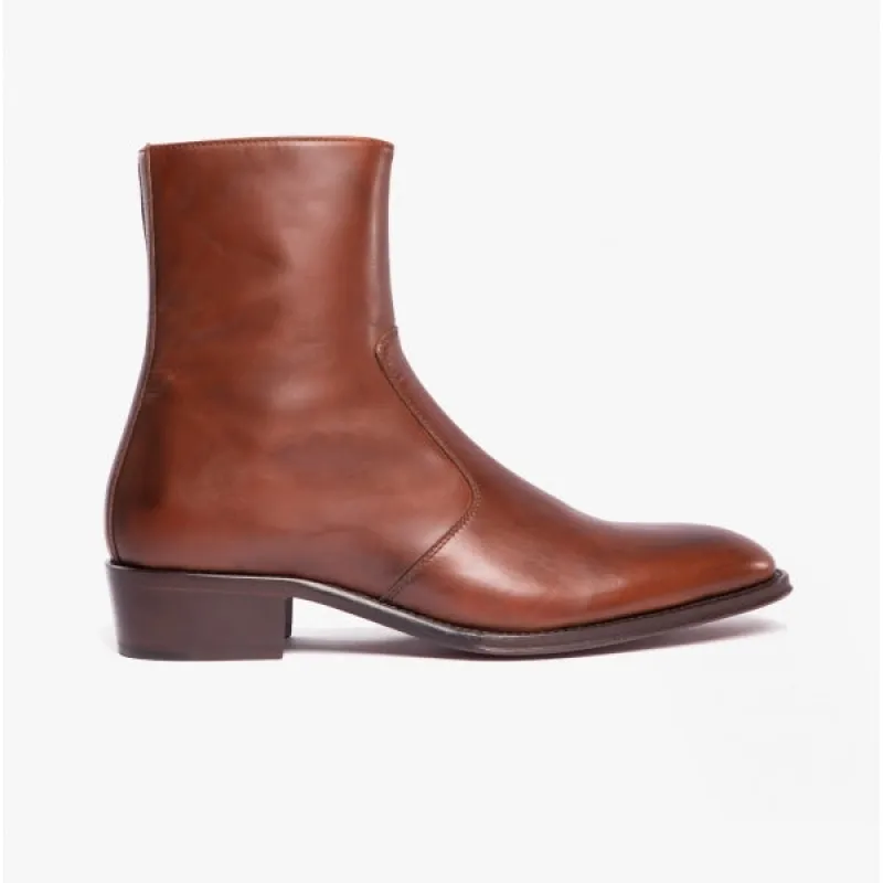 Club Cubano ARNO Mens Leather Cuban Heel Boots Cognac sold by Shuperb