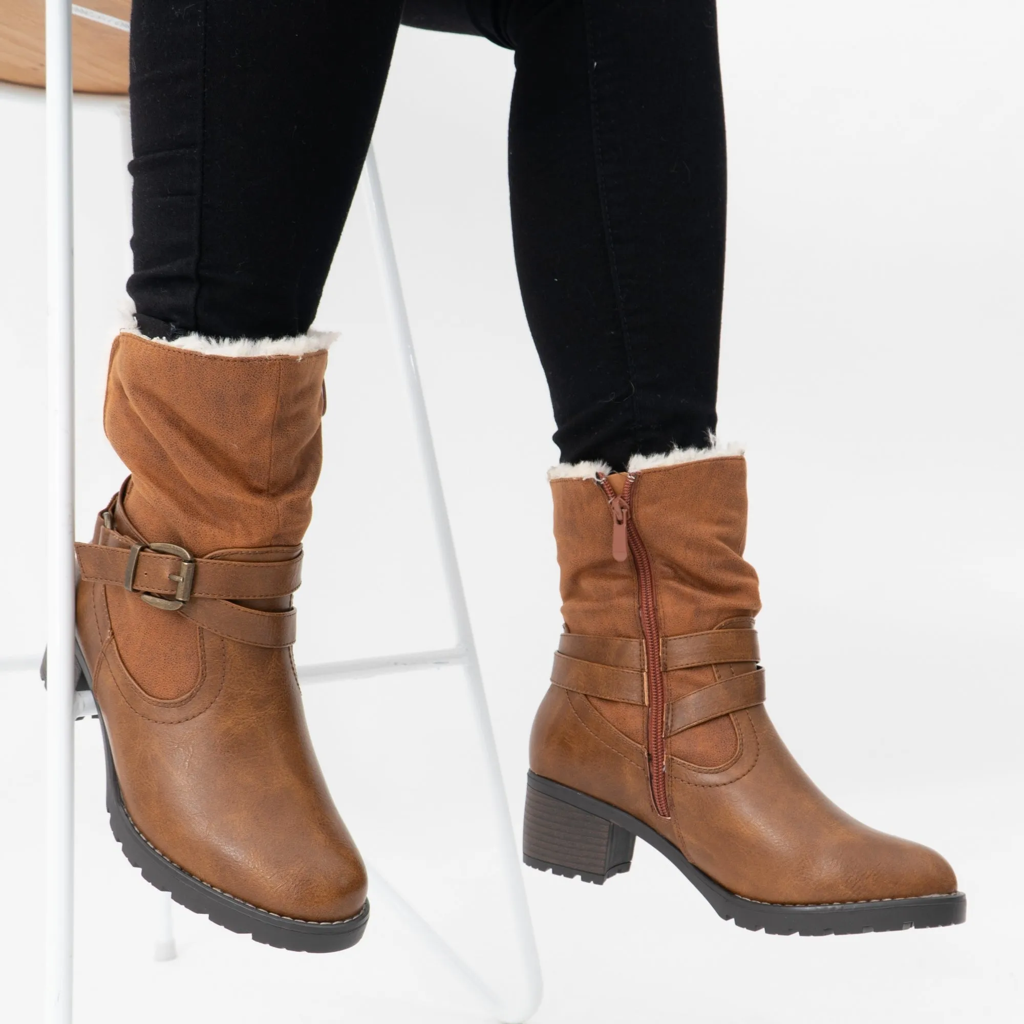 COURTNEY Ladies Ankle Boots Tan sold by Shuperb