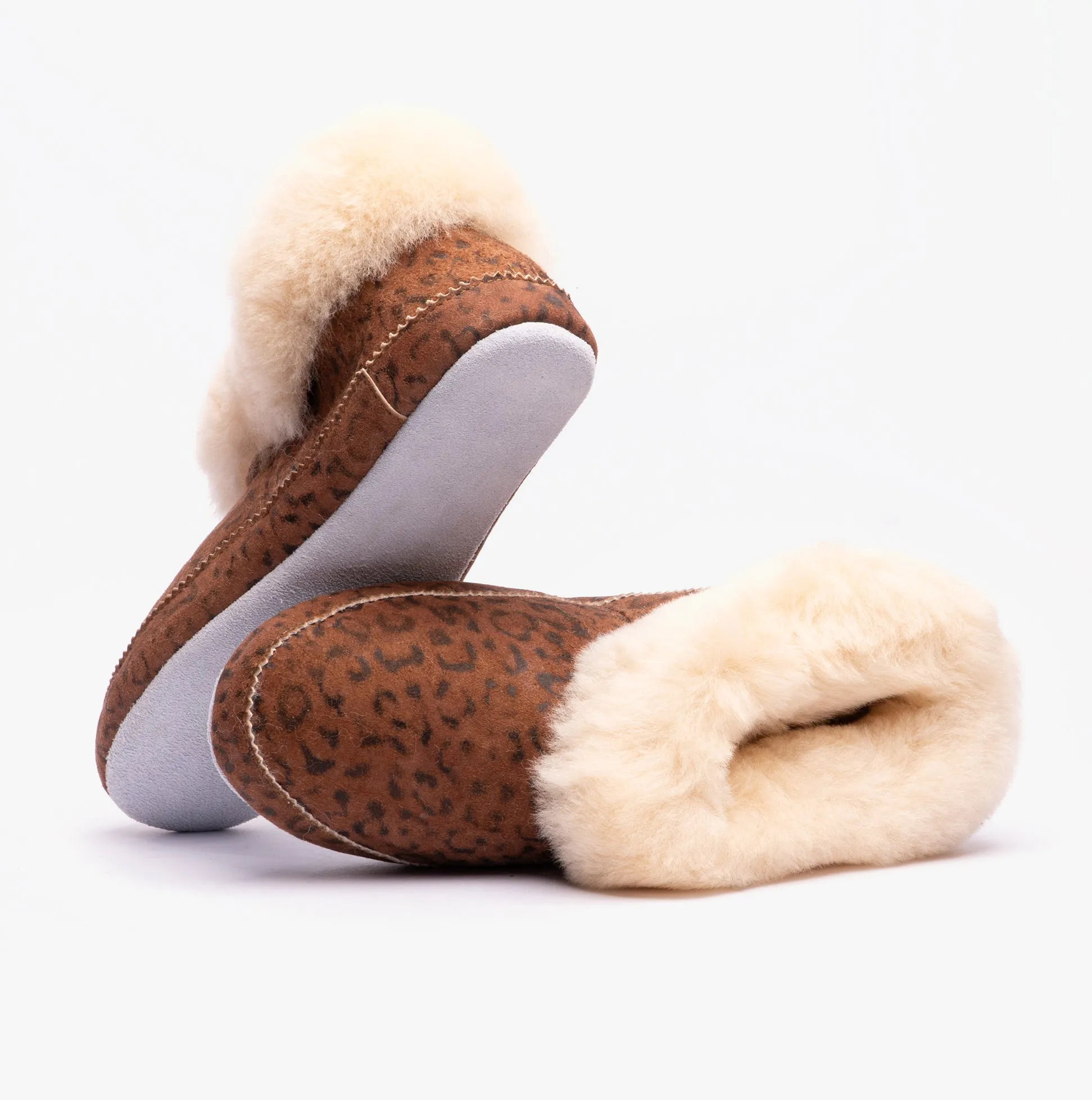 Shepherd EMMY Womens Sheepskin Slipper Boots Chestnut/Leopard sold by Shuperb product image thumbnail 2