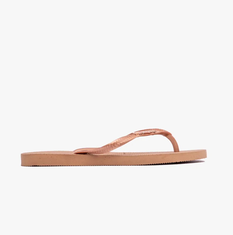 Havaianas SLIM LOGO METALLIC Womens Flip-Flop Sandals Rose Gold sold by Shuperb
