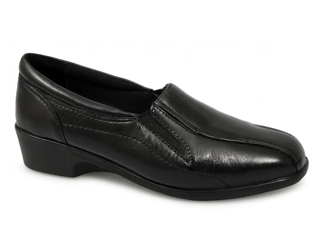 Mod Comfys LORETTA Womens Leather Wedge Loafers Black sold by Shuperb