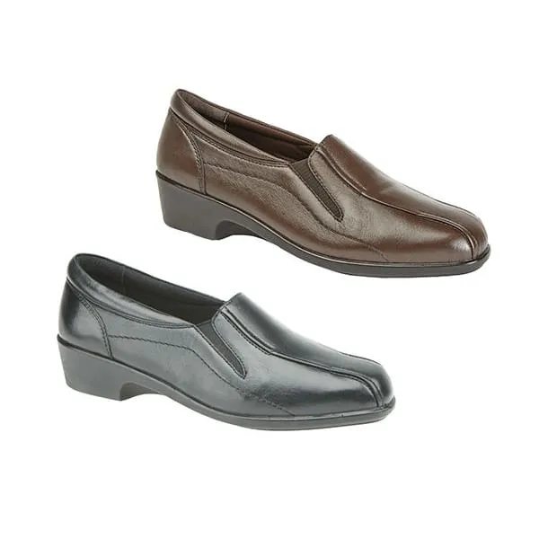 Mod Comfys LORETTA Womens Leather Wedge Loafers Black sold by Shuperb product image thumbnail 3