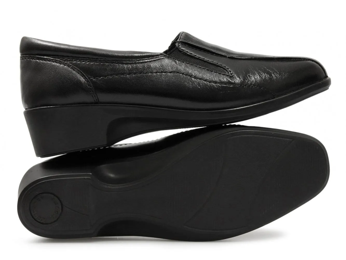 Mod Comfys LORETTA Womens Leather Wedge Loafers Black sold by Shuperb product image thumbnail 2