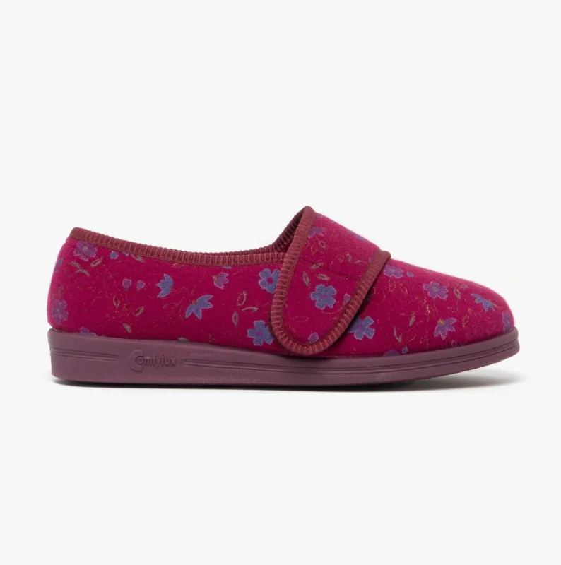 Comfylux SALLY Womens Full Slippers Wine sold by Shuperb