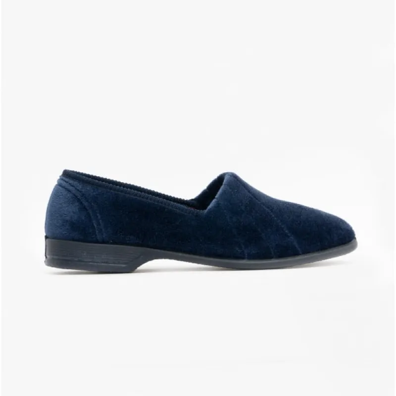 Sleepers AUDREY III Womens Full Wide Slippers Navy Blue sold by Shuperb