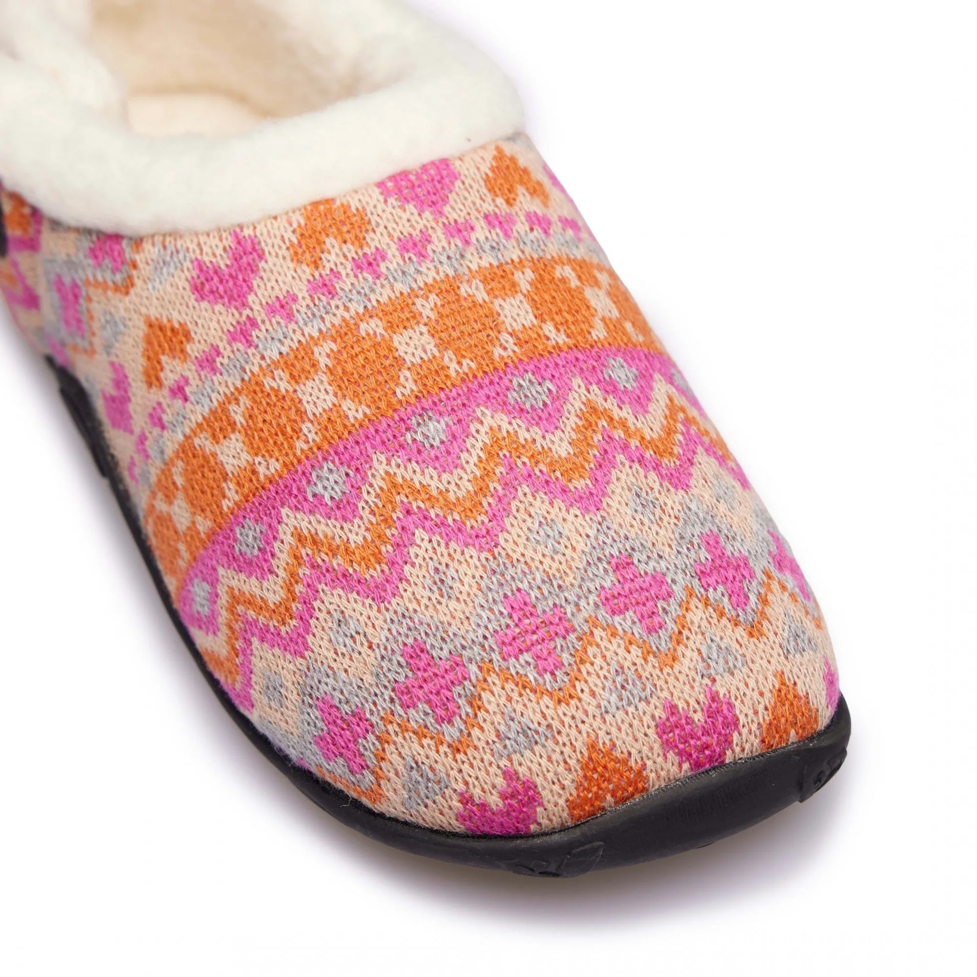 LAYLA Ladies Full Slippers Orange/Pink Knit sold by Shuperb product image thumbnail 4