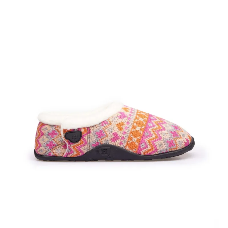 LAYLA Ladies Full Slippers Orange/Pink Knit made by Shuperb