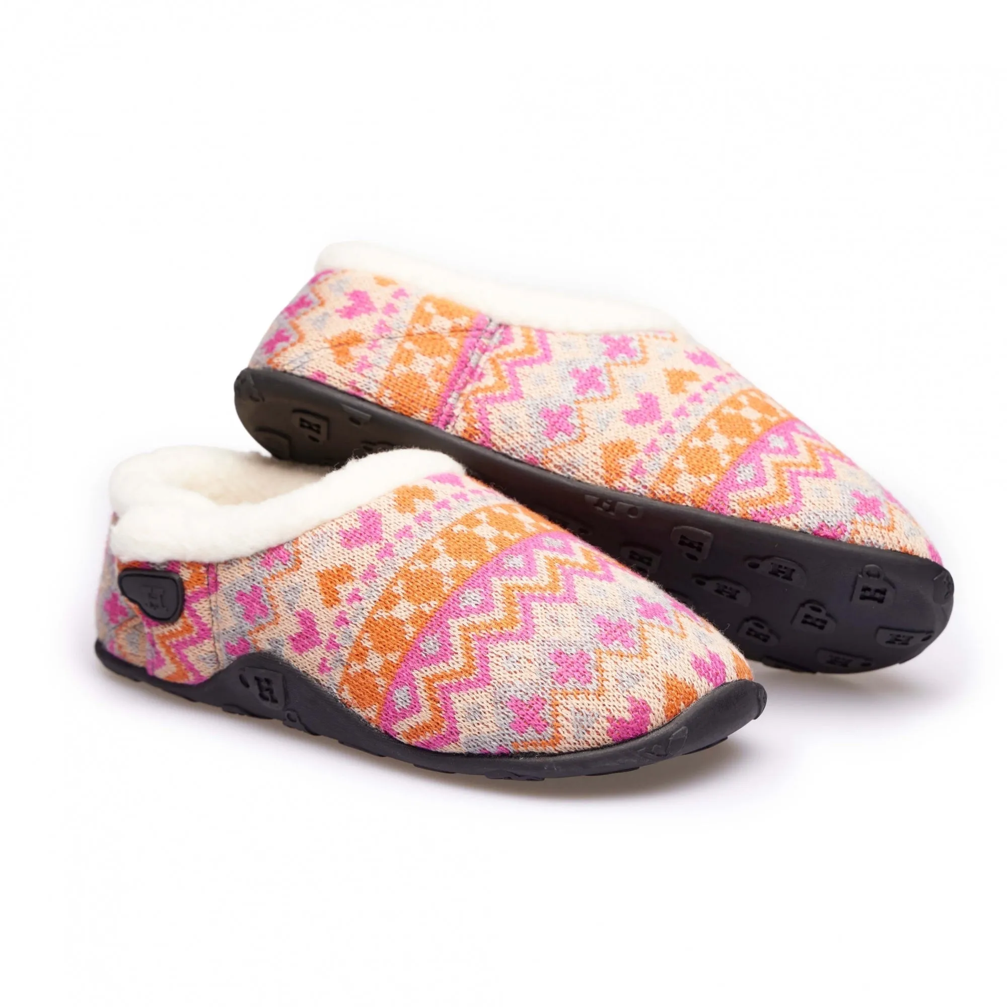 LAYLA Ladies Full Slippers Orange/Pink Knit sold by Shuperb product image thumbnail 2