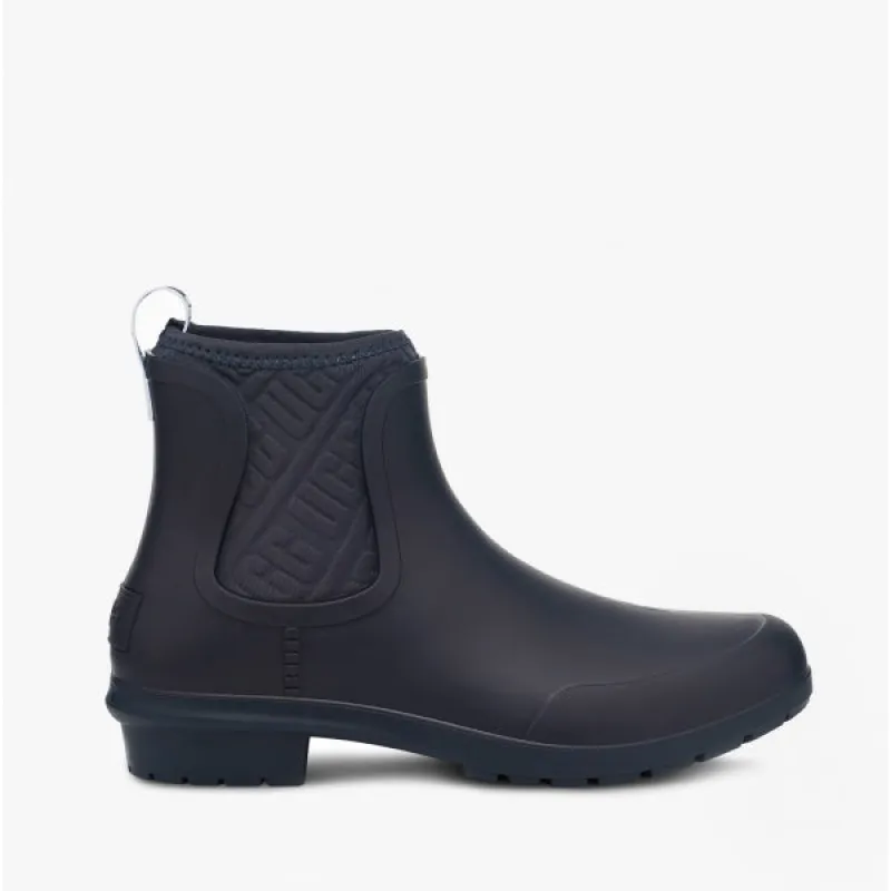 CHEVONNE Ladies Rubber Ankle Wellington Boots Navy sold by Shuperb