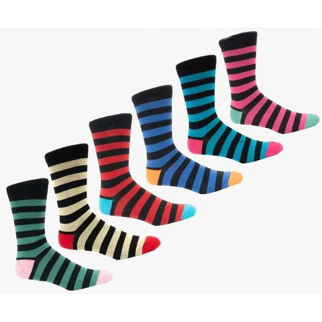 6-Pack Mens Socks Black/Multicolour sold by Shuperb