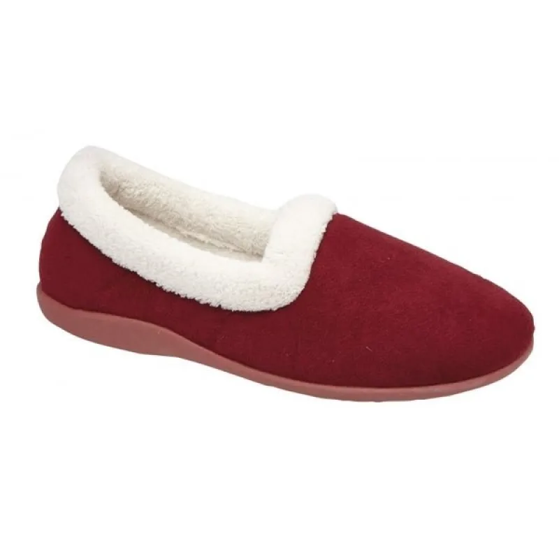 Sleepers SANDIE Womens Collared Full Slippers Wine sold by Shuperb