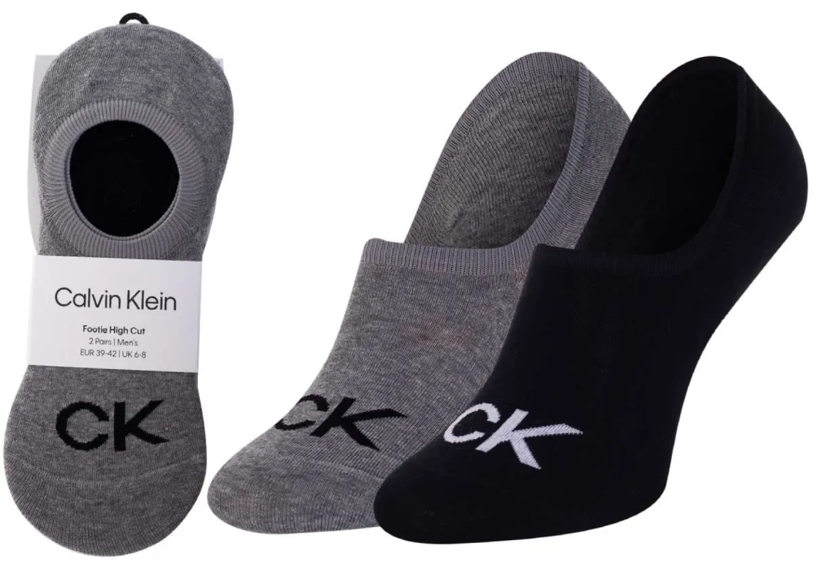 Calvin Klein 2 Pack Logo Mens Invisible Socks Grey sold by Shuperb