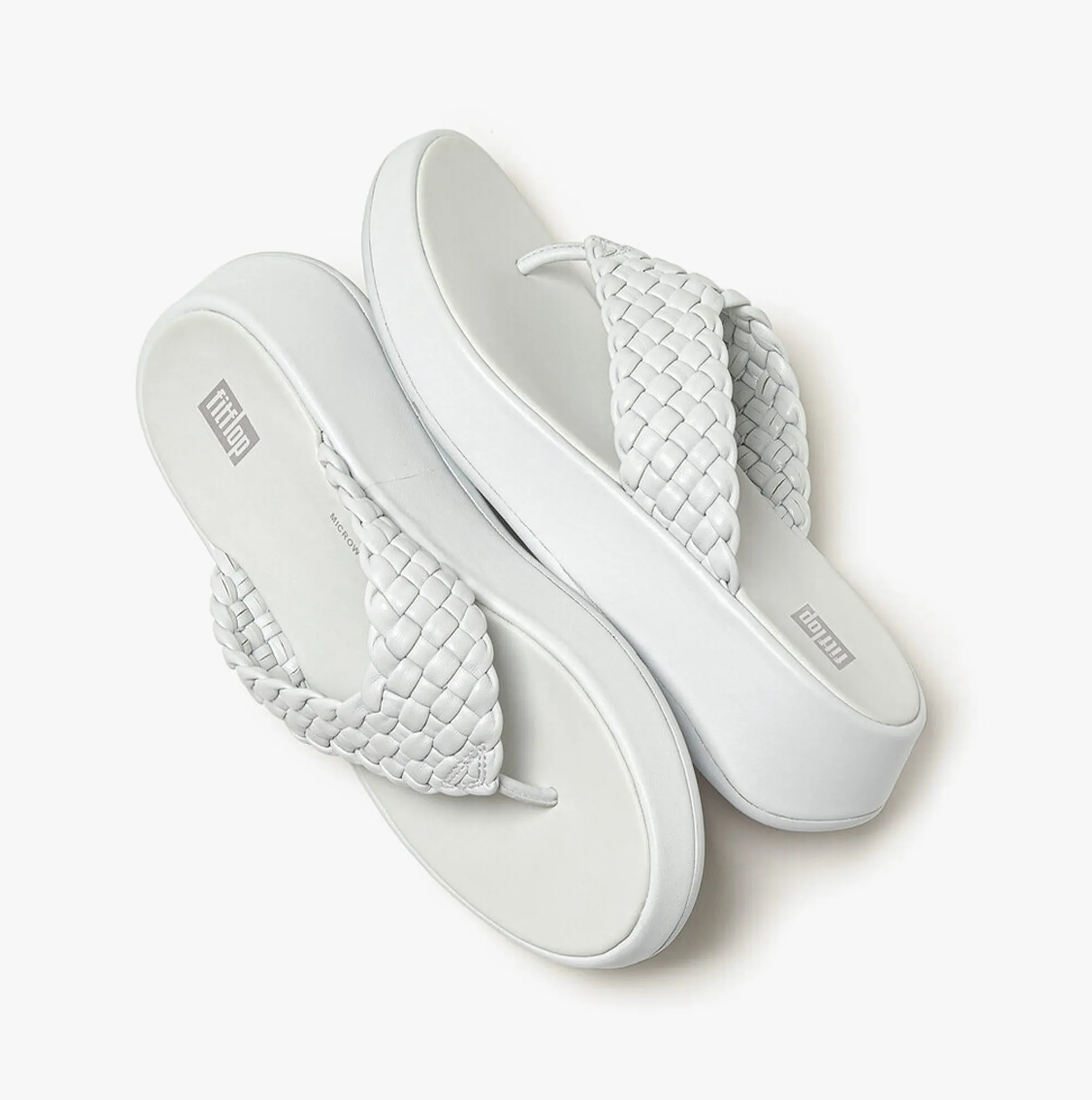 F-MODE WOVEN-LEATHER Womens Toe Post Sandals Seafoam Blue sold by Shuperb product image thumbnail 4