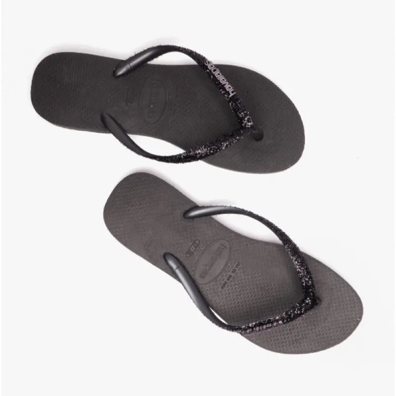Havaianas HAV SLIM GLITTER II Womens Flip-Flops Black/Dark Grey sold by Shuperb