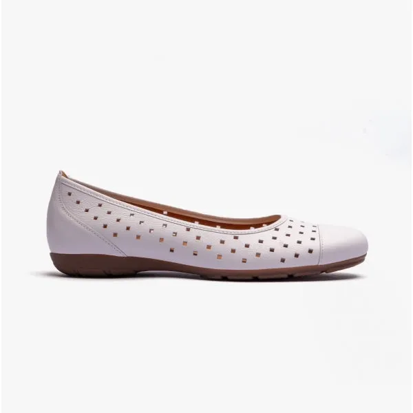 Gabor RUFFLE Womens Leather Ballet Flats White sold by Shuperb